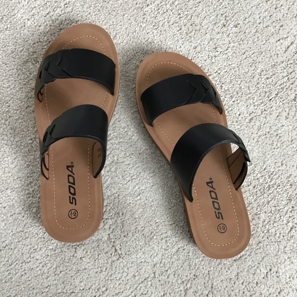 Soda Black Braided Sandals - Picture 1 of 5